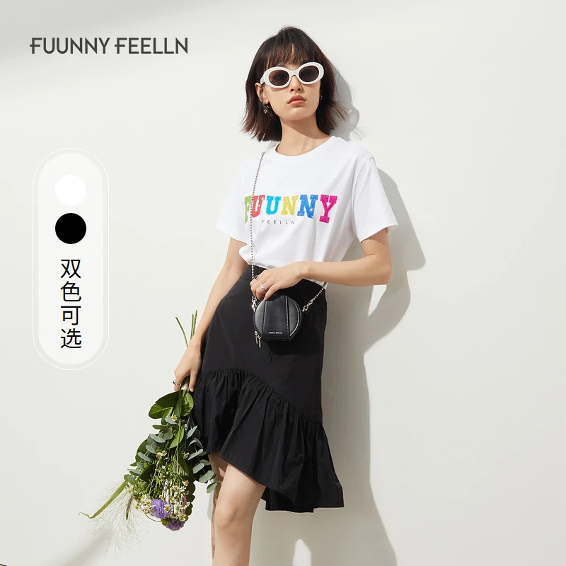 【九月专属】FF||仿佛短袖T恤女纯棉印花圆领舒适短款FM00584夏季