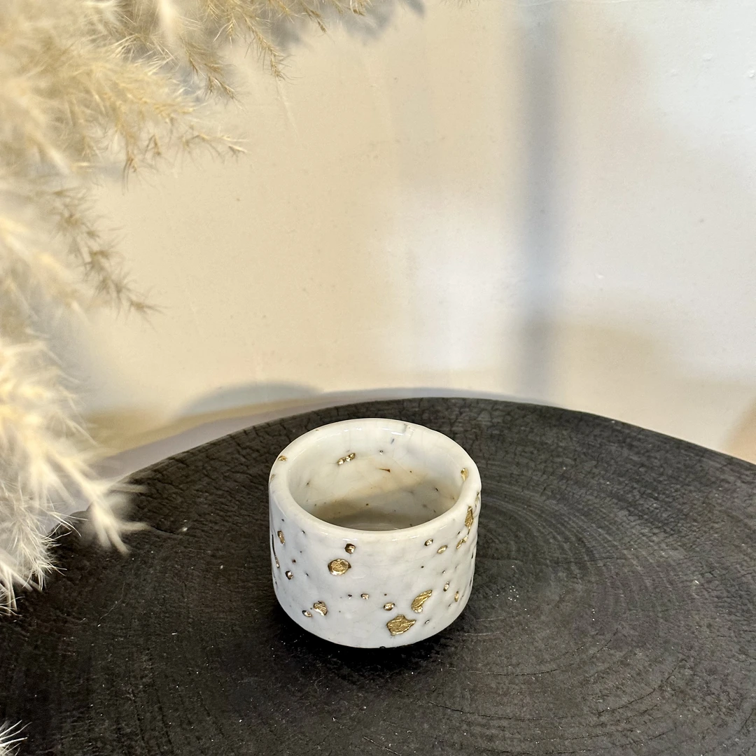 手作描金志野烧陶主人杯