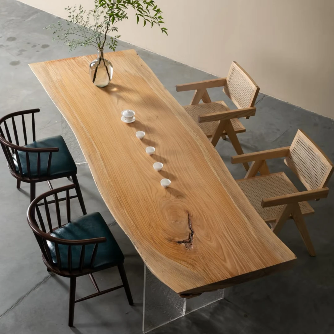 自然随形大板桌实木大板整板无拼接原木桌书桌阳台