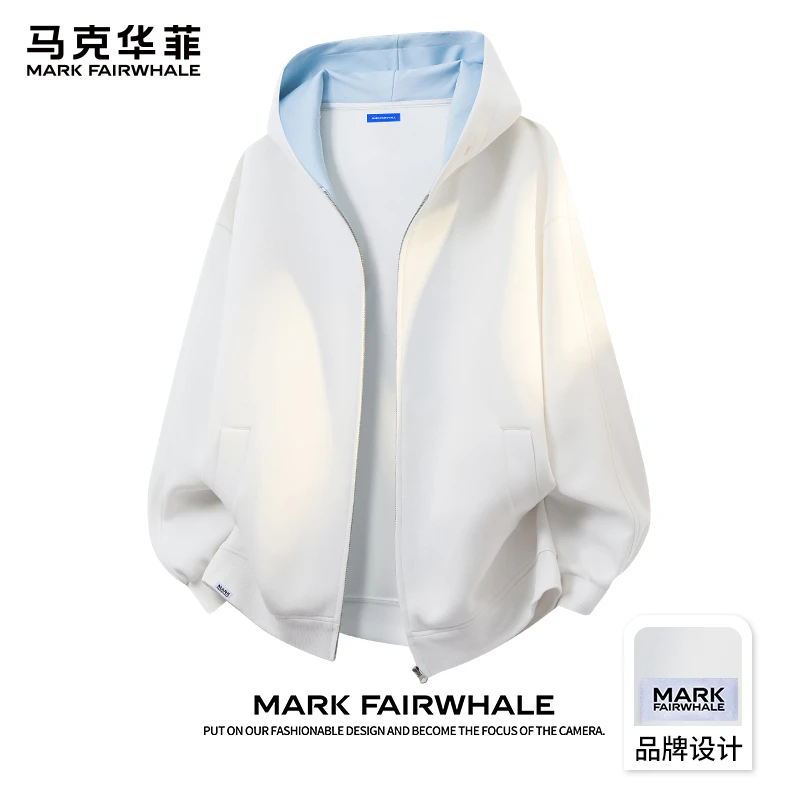 马克华菲春秋季新款宽松上衣外套男潮牌重磅休闲百搭连帽开衫卫衣