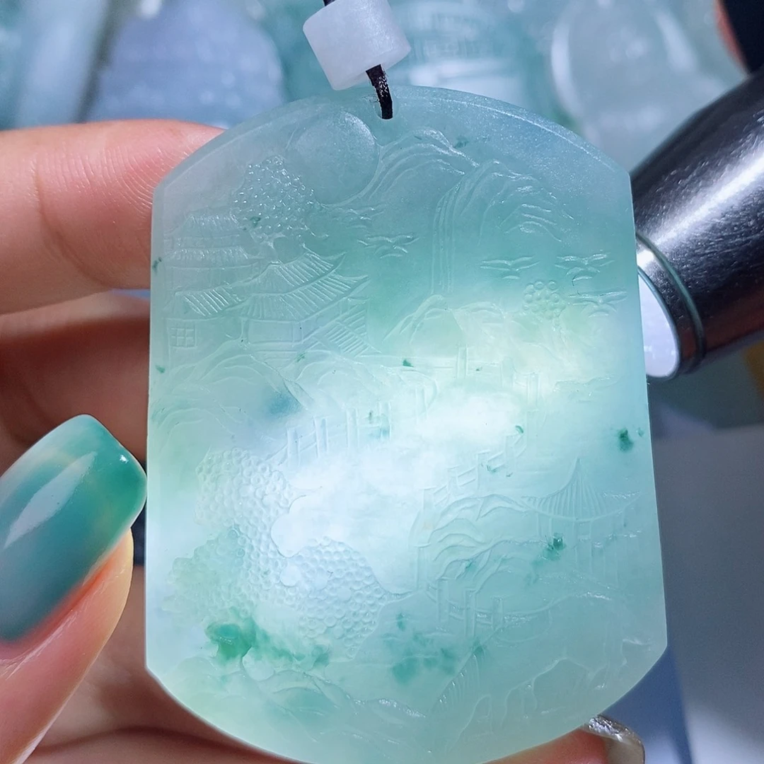 定制翡翠未镶嵌毛货付款后确认抛光