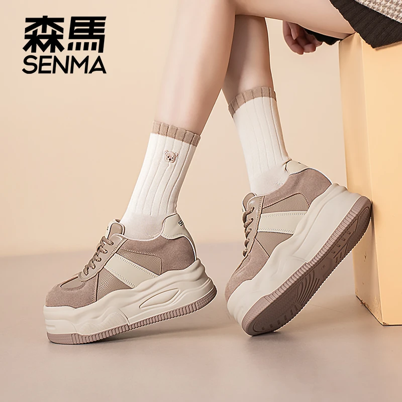 SENMA/森马女鞋秋季新款休闲舒适女鞋厚底增高款小个子女板鞋潮流