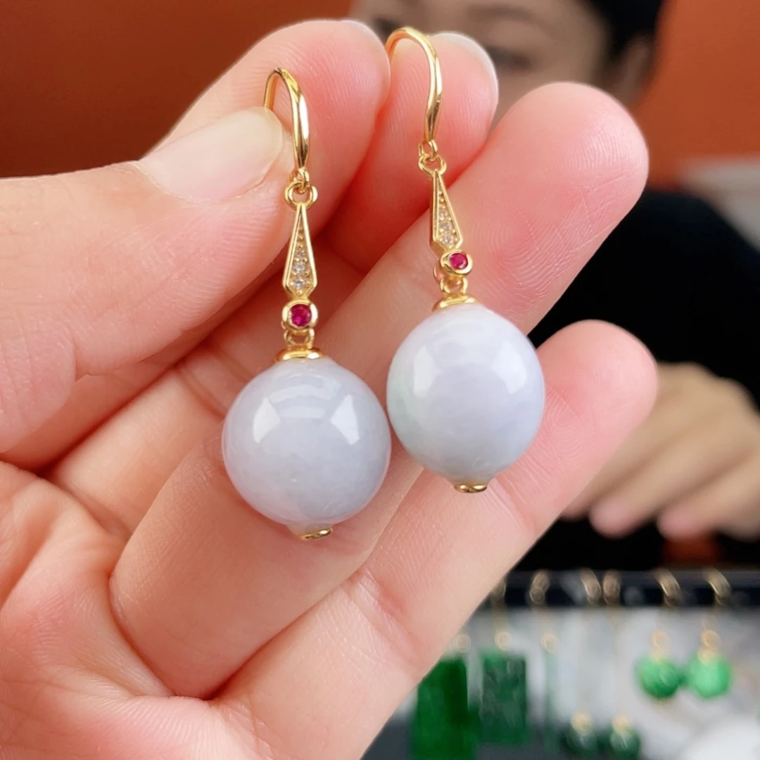 翡翠银S925镶嵌耳饰