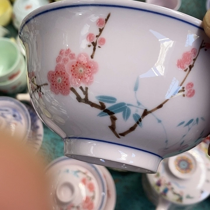 摆件陶红稀土翠竹五寸米饭碗