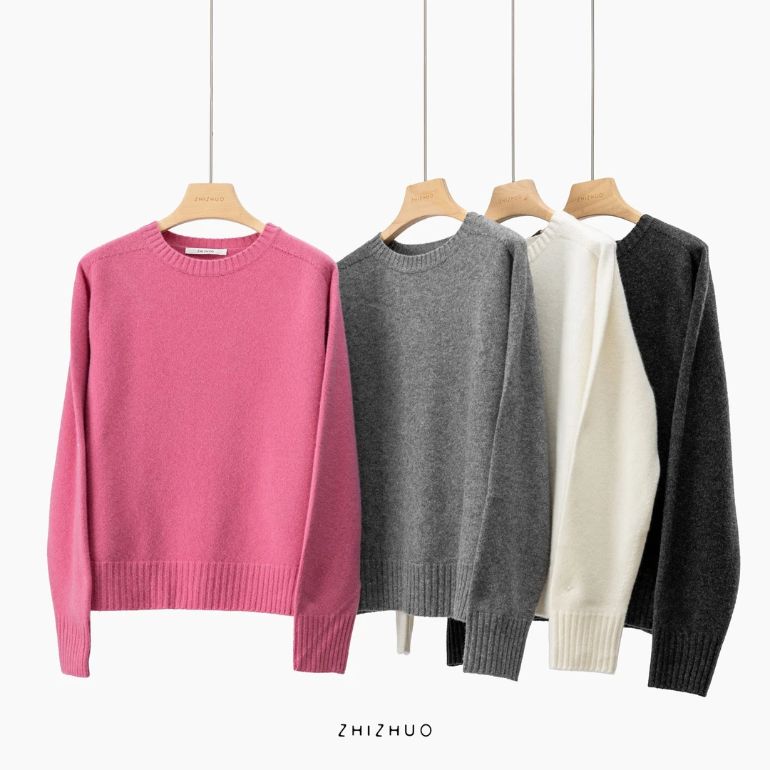 ZHIZHUO/基本故事 简约宽松显瘦圆领百搭套头针织衫