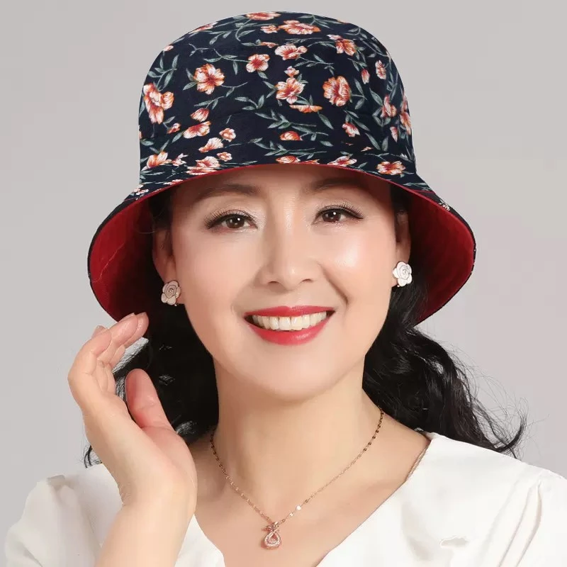 中老年人帽子女妈妈春秋天渔夫帽薄款布帽老人奶奶防晒盆帽老太太