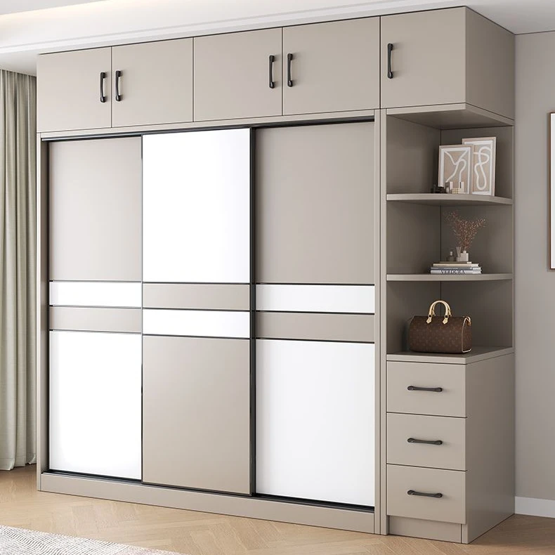 2025款实木衣柜家用卧室推拉门现代简约储物收纳柜简易小户型移门