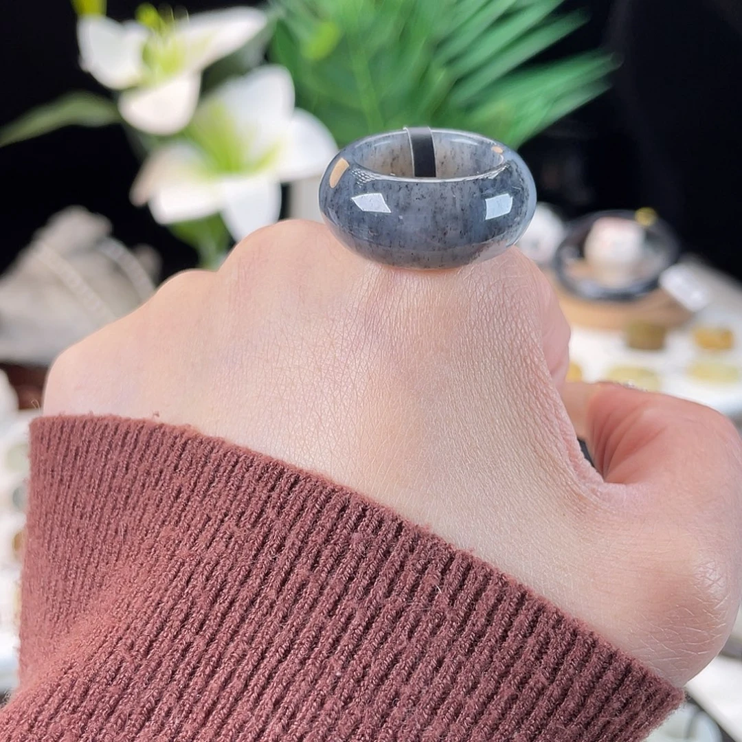 和田玉未镶嵌戒指E107水上江南意境轮胎17.4