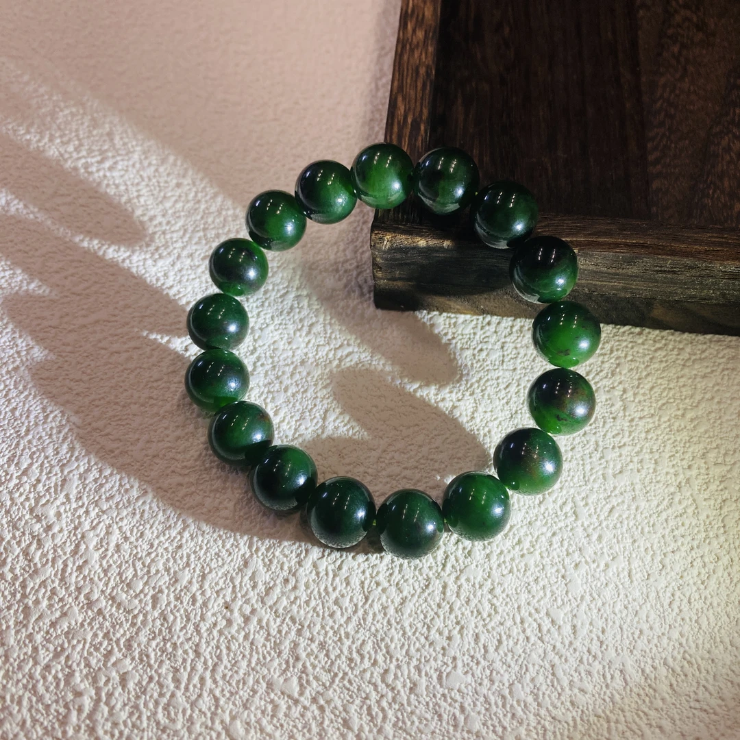 【V姐珠宝】HL12171 和田玉俄罗斯碧玉红皮手串 12mm