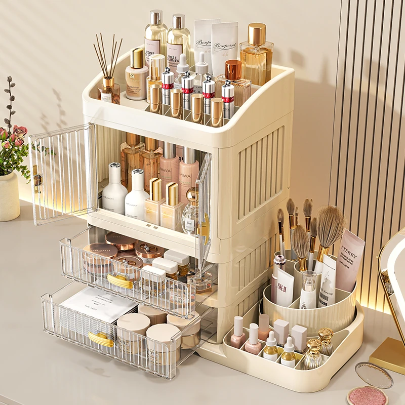 桌面旋转收纳盒化妆品置物架梳妆台护肤品整理盒分层收纳盒置物盒