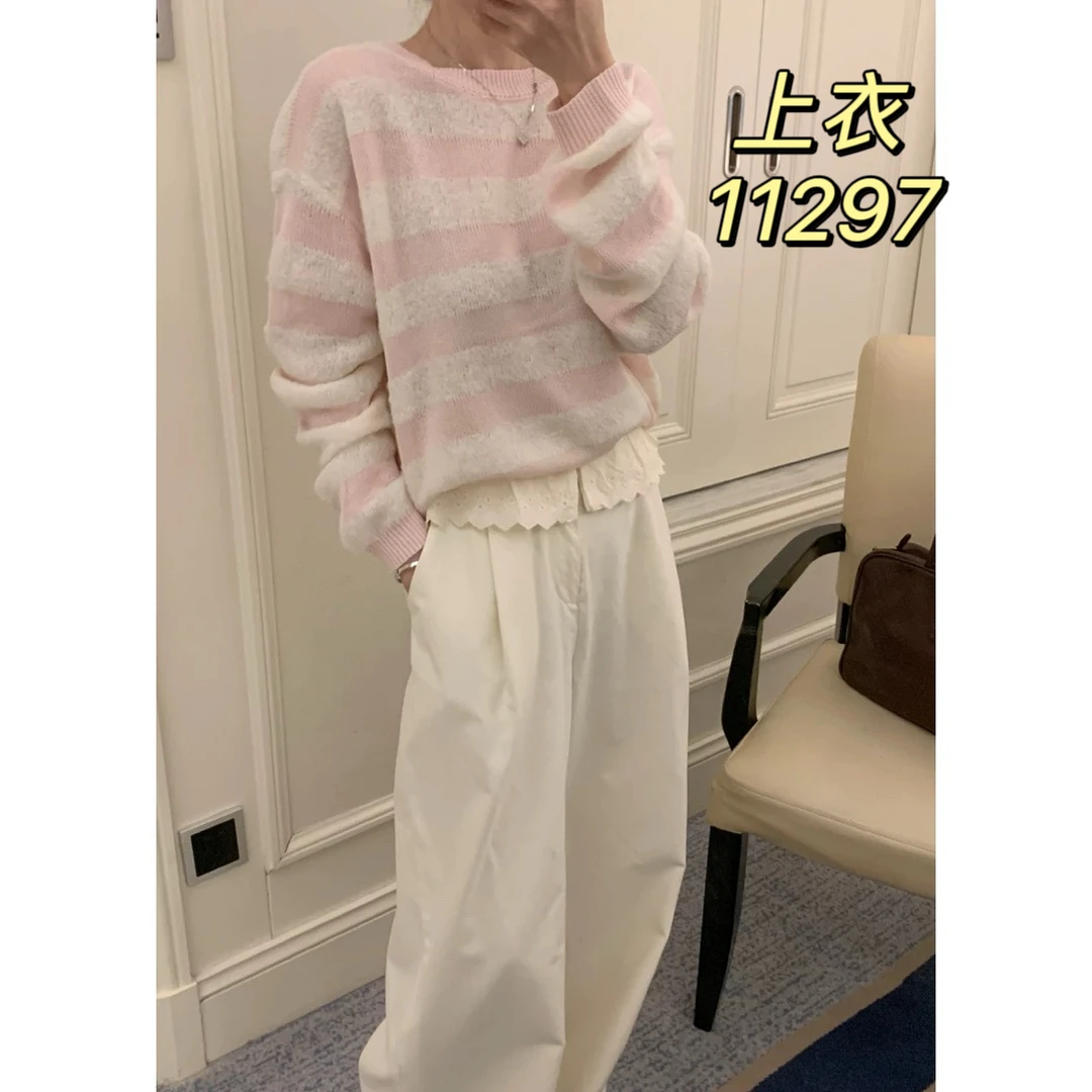 11297（部分无水洗唛，介意慎拍）SANFAN新款条纹针织衫