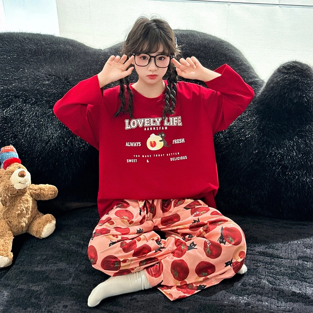 女童秋季家居服秋季2025新款儿童高端纯棉睡衣女大童秋装居家套装