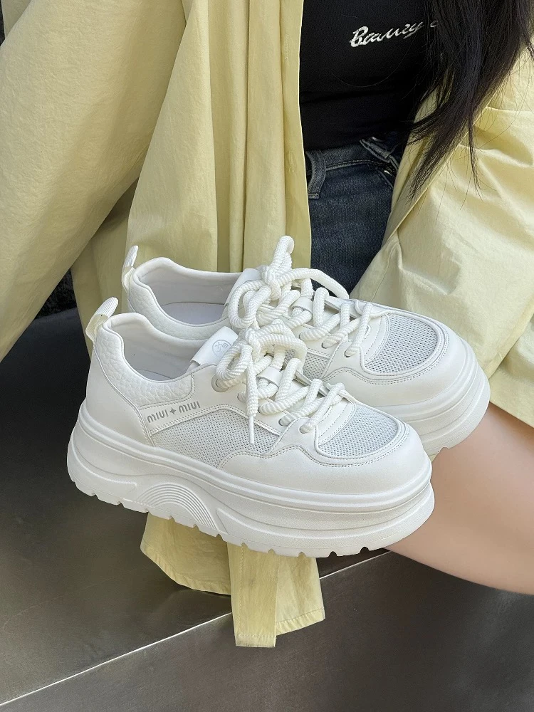 米 休闲透网真皮小白鞋16-879