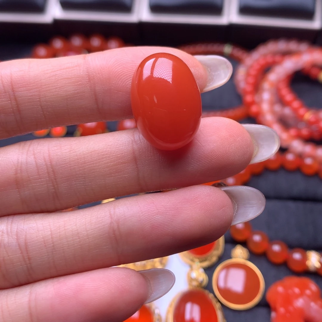 【闪购商品】未镶嵌南红玛瑙珠宝半成品保山你好原矿柿子红裸面