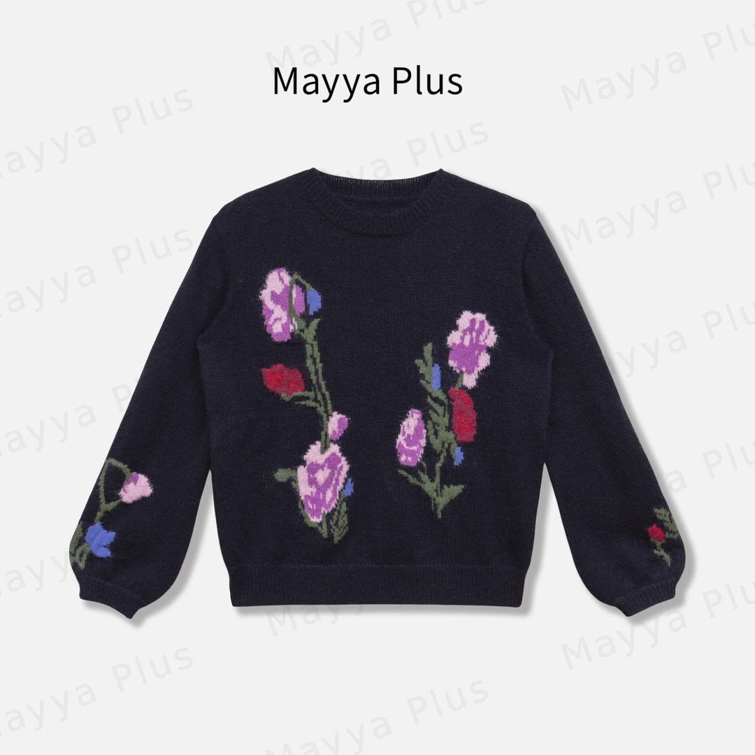 【迷迭之境】Mayya Plus麦芽定制秋冬复古圆领针织衫上衣女32546762