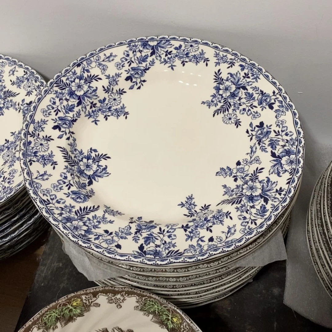 瓷微瑕青花十寸平盘