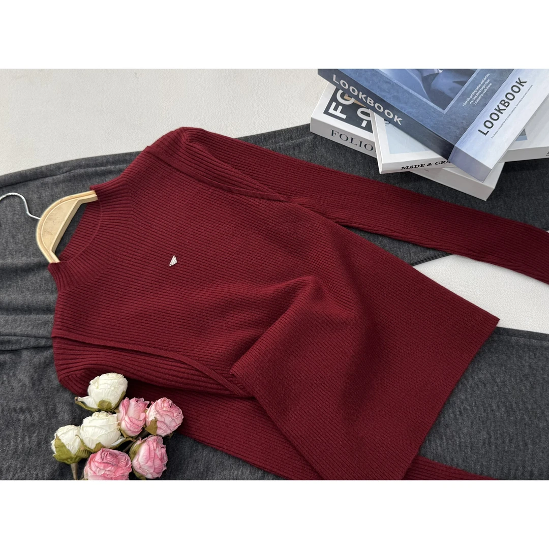 【红色小三角套头】秋季新款时尚长袖针织上衣QC5883