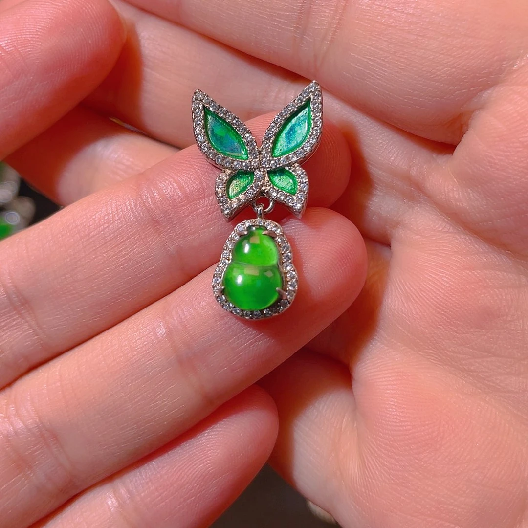 翡翠银S925镶嵌吊坠(不含链)