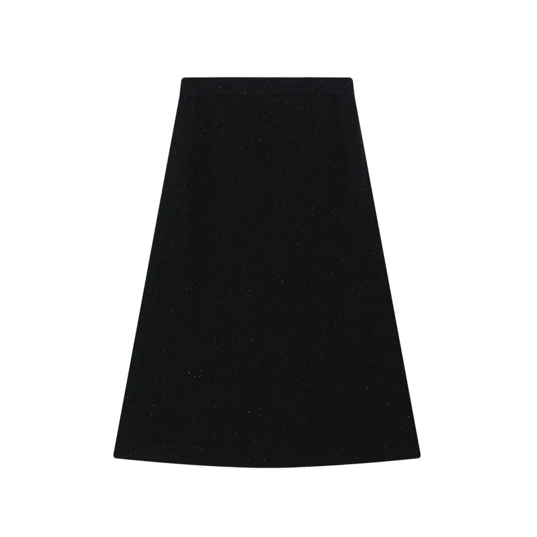 【F·J】羊毛半身裙女设计感A字黑色裙子秋冬新款气质显瘦半裙FJ5032