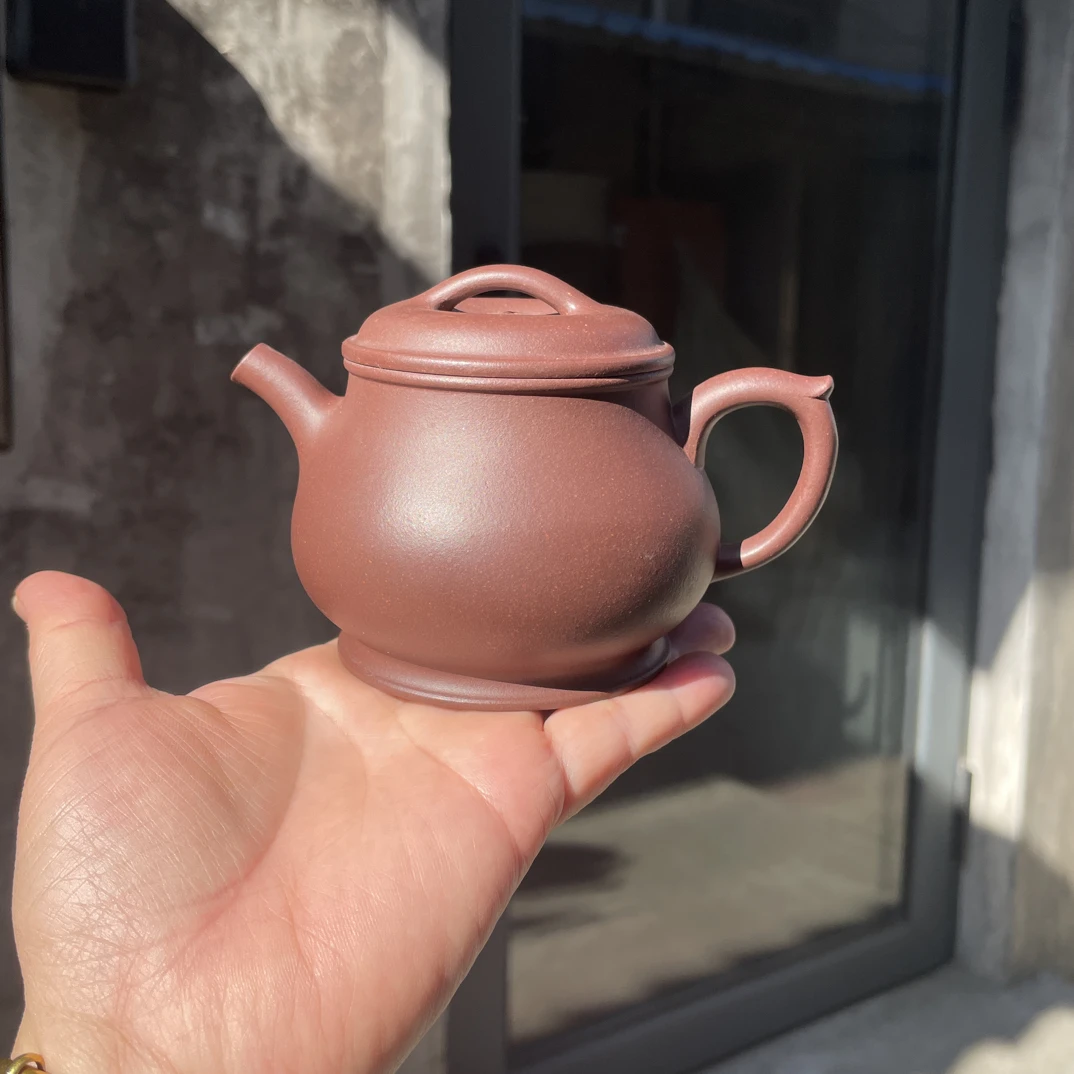 宜兴原矿紫泥，颂金，半手工制作，容量190cc水平壶紫砂壶泥壶茶具