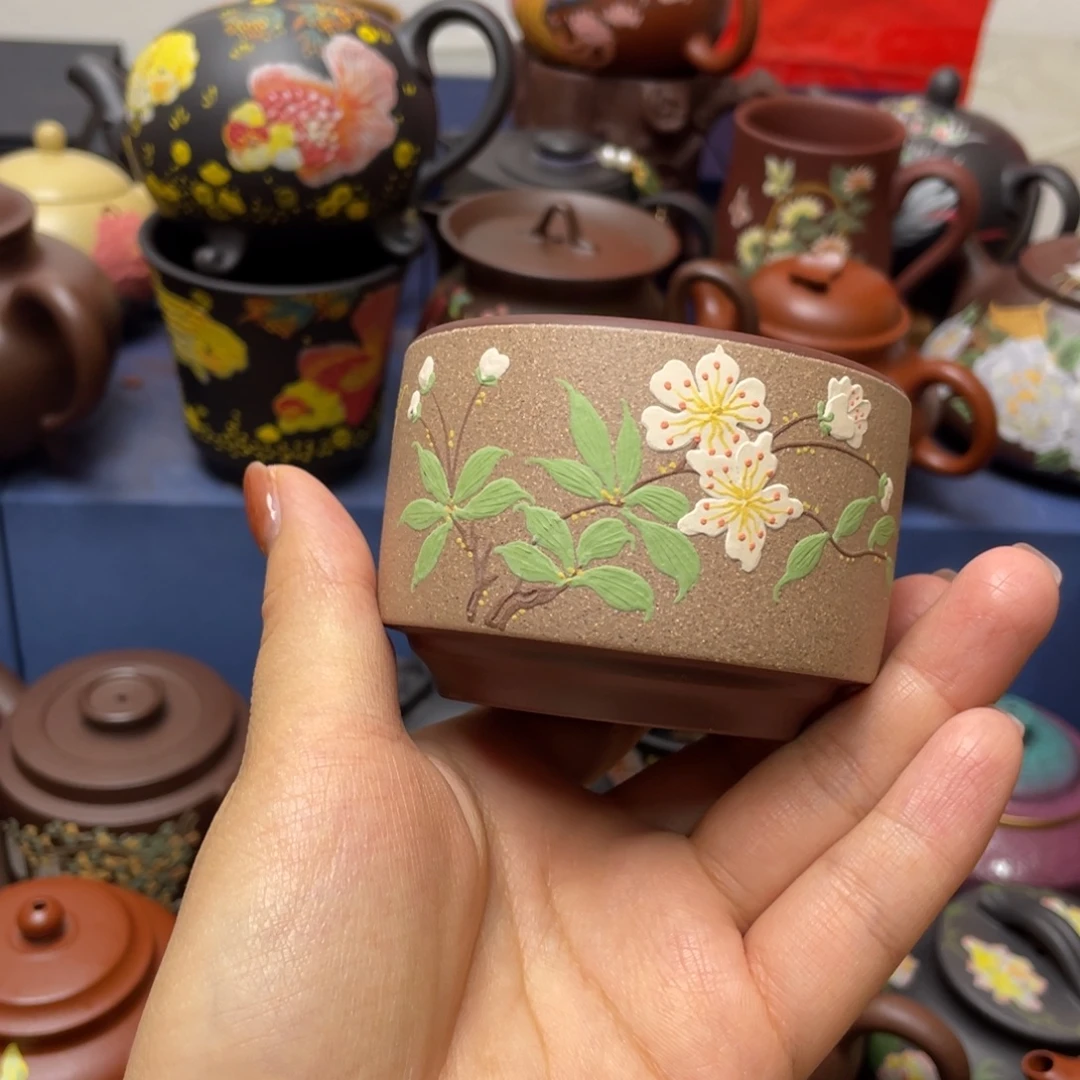 红泥茶杯紫砂主人杯130cc