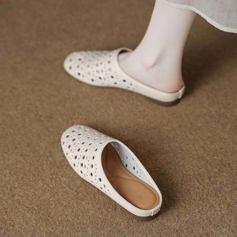 包头半拖女款外穿夏天新款爆款网面透气镂空时尚平底凉拖鞋子