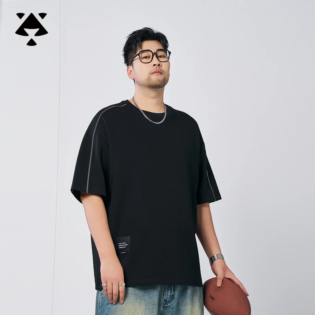 【260克云朵棉】森老板大码男装加肥加大短袖T恤宽松透气显瘦半袖