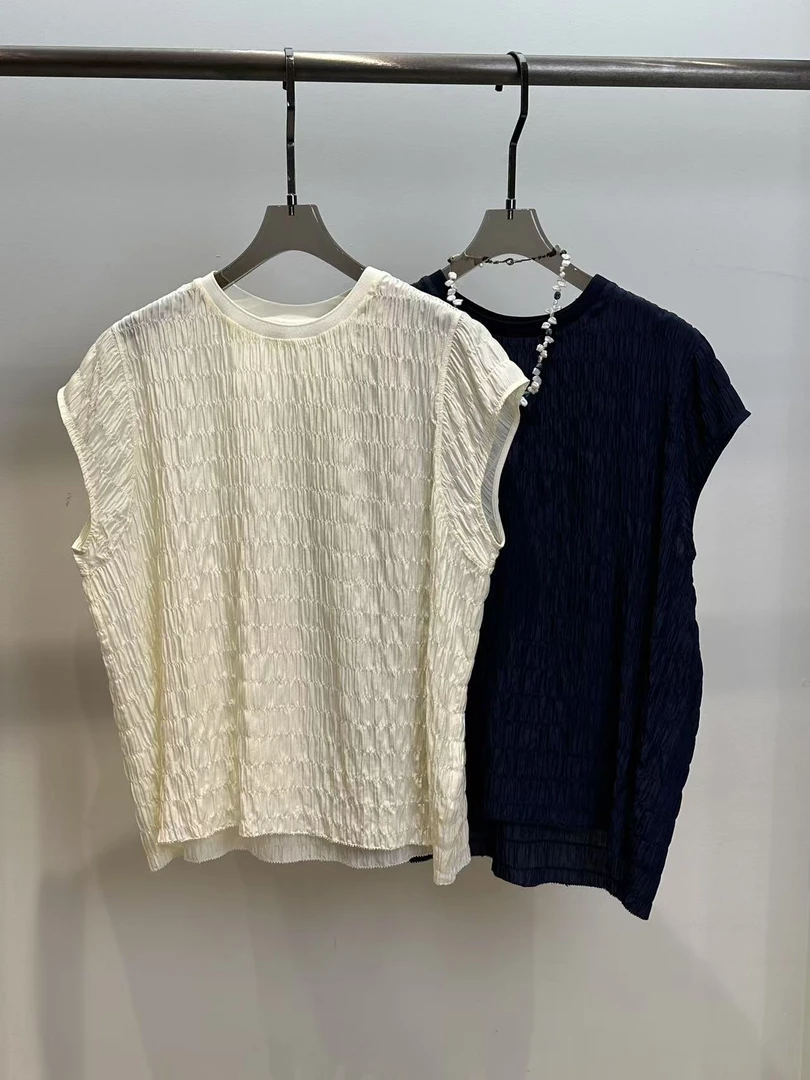 夏季老钱风简约百搭减龄泡泡真丝上衣283-SY25070