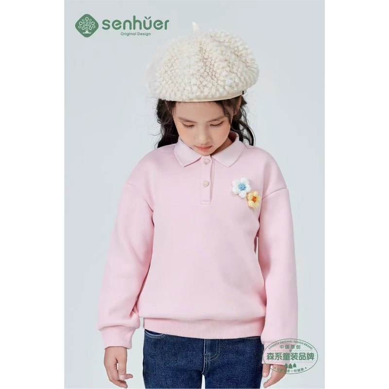 Polo衫手工立体小花加绒加厚时尚运动春季保暖潮流 3323004539