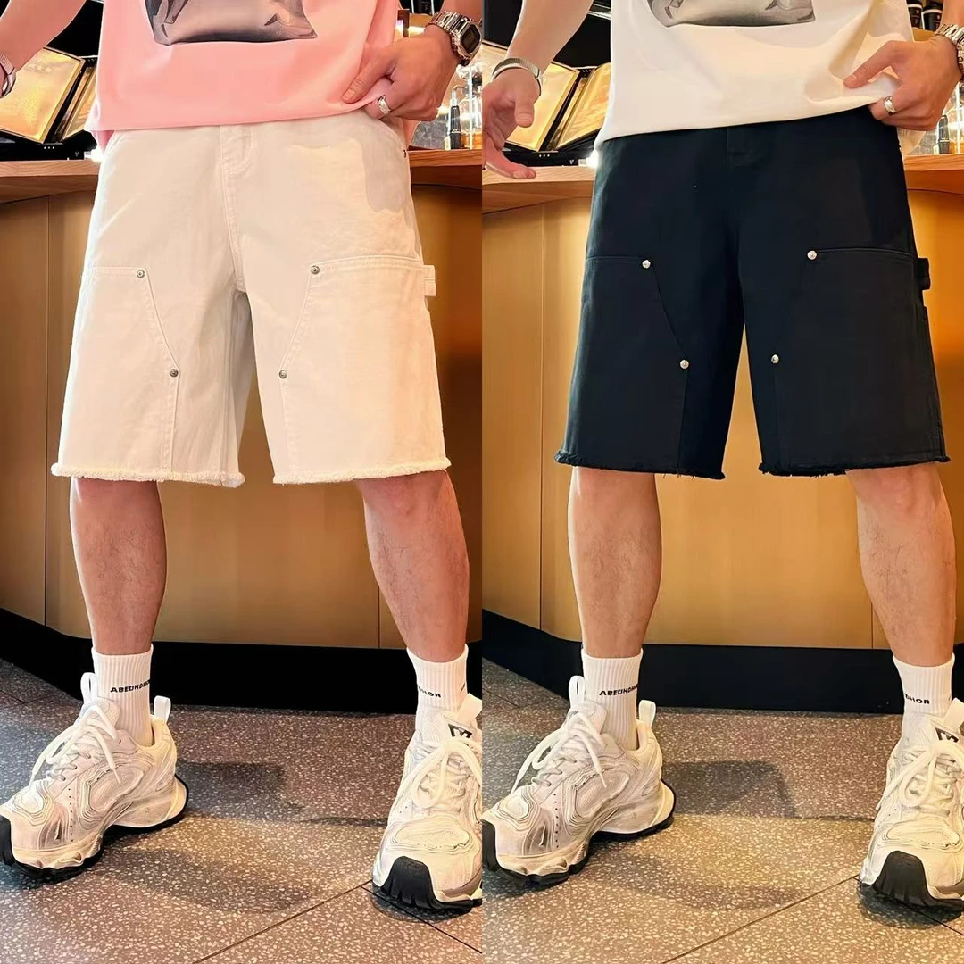 美式复古休闲简约百搭宽松时尚男士夏季新款纯棉水洗做旧牛仔短裤