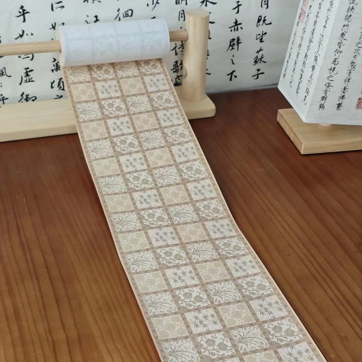 景阳阁蜡染砑光梅兰竹菊长卷 3.5cm方格毛笔书法专用宣纸直播专用