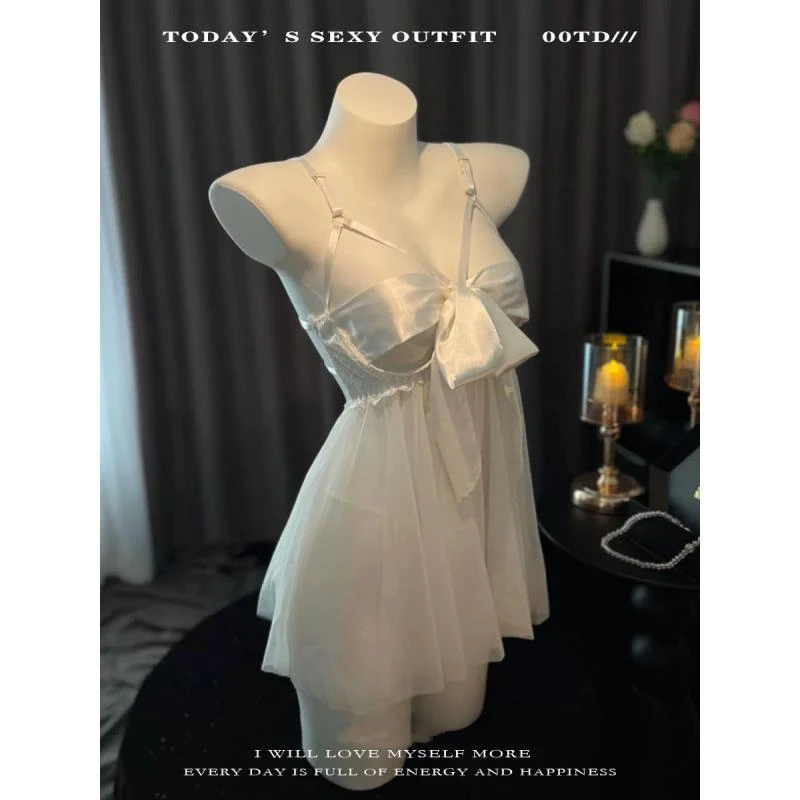 密恋【解开蝴蝶结】80-180斤大码纯欲性感新款蕾丝蝴蝶结吊带背心