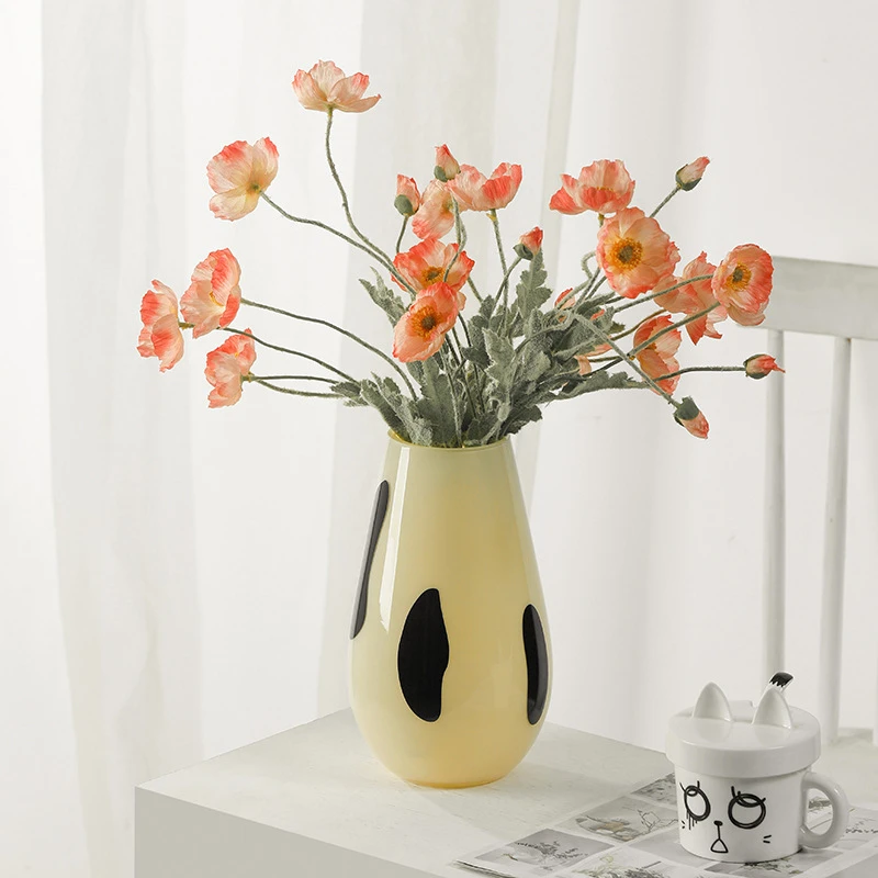 国风黑白瓶花瓶插花容器卧室客厅餐厅装饰摆件复古侘寂艺术花器