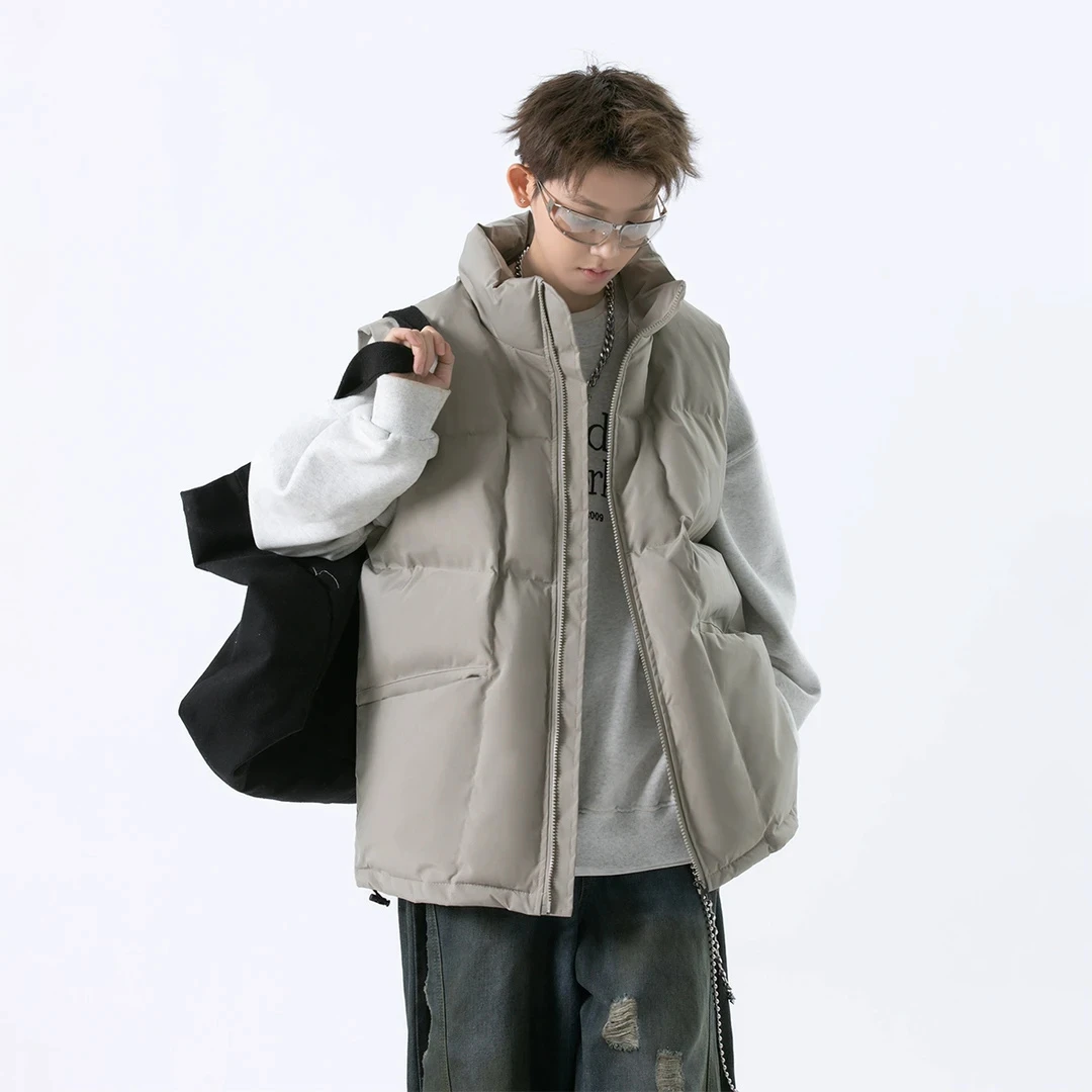 时尚慵懒风马甲男款秋冬季棉服宽松休闲高街潮流百搭无袖立领外套