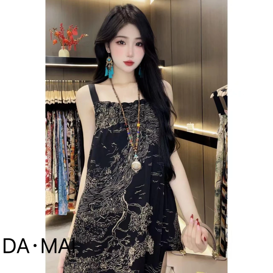 DA.MAI-8099#2025女款轻奢宽松长裙春夏缎料无袖气质时尚连衣裙