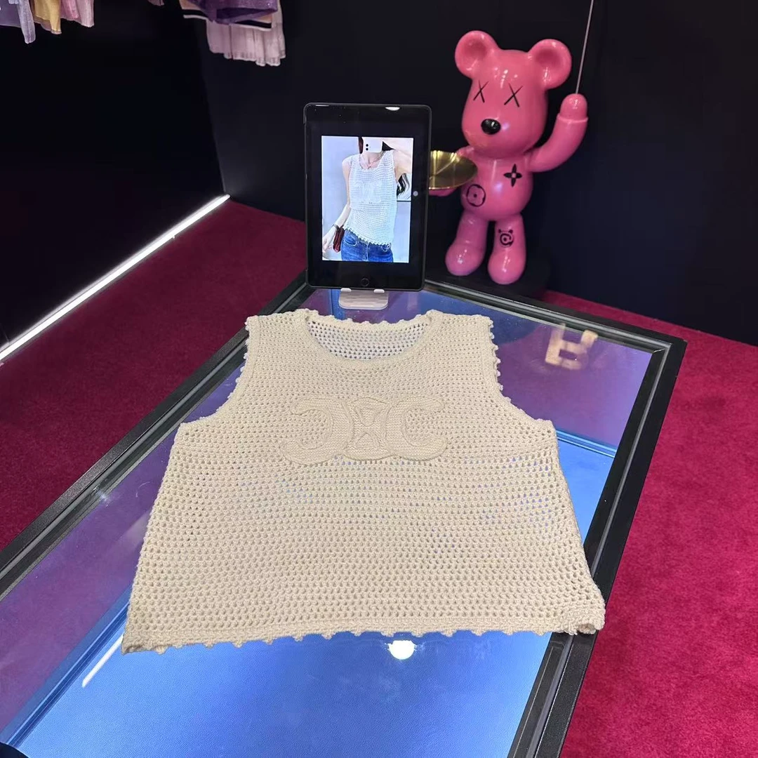 G862简约时尚编织背心通勤休闲百搭设计师镂空