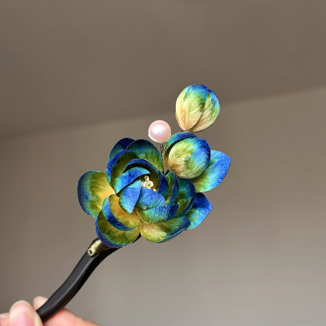 非遗手工绒花发簪 墨香