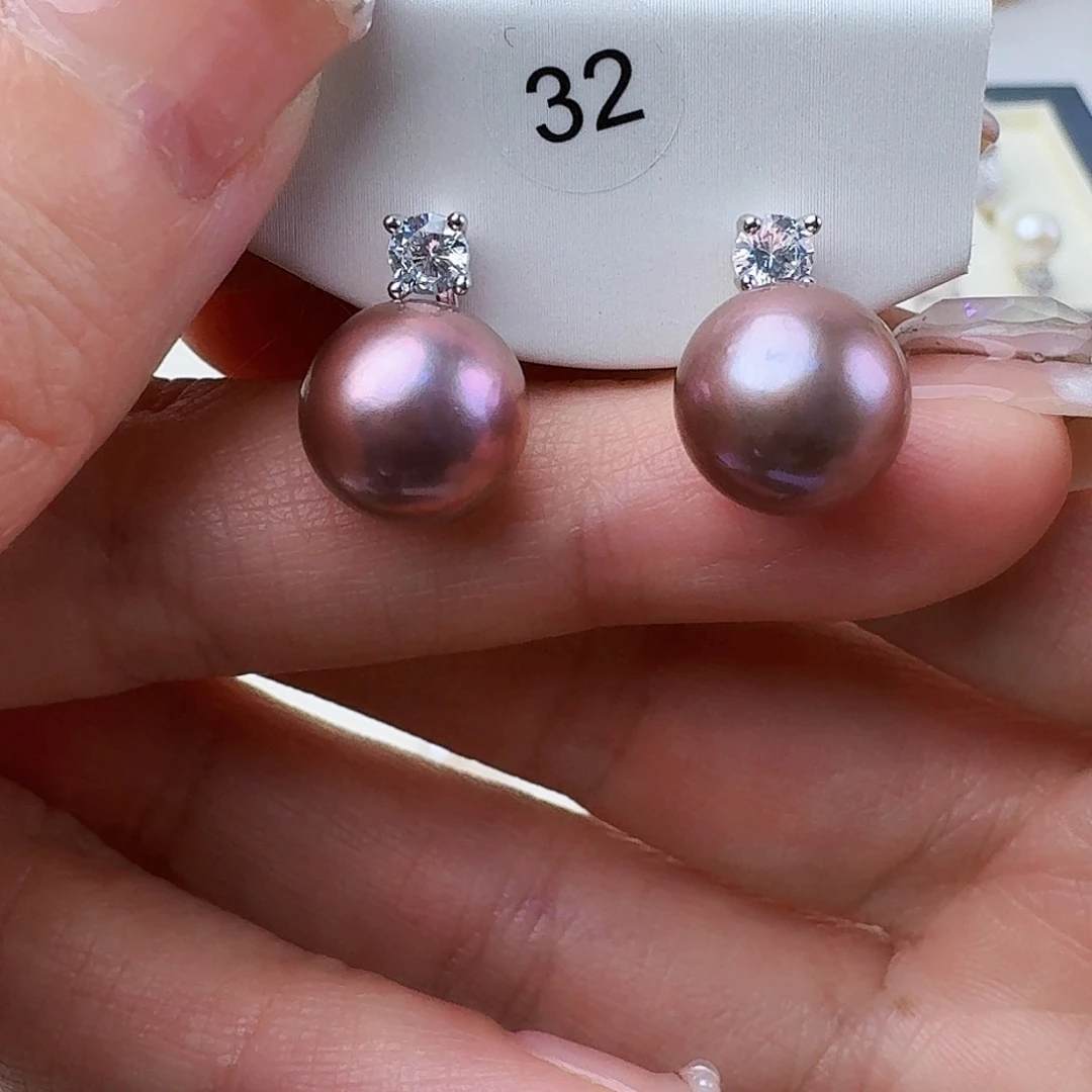 淡水珍珠耳饰银S925镶嵌