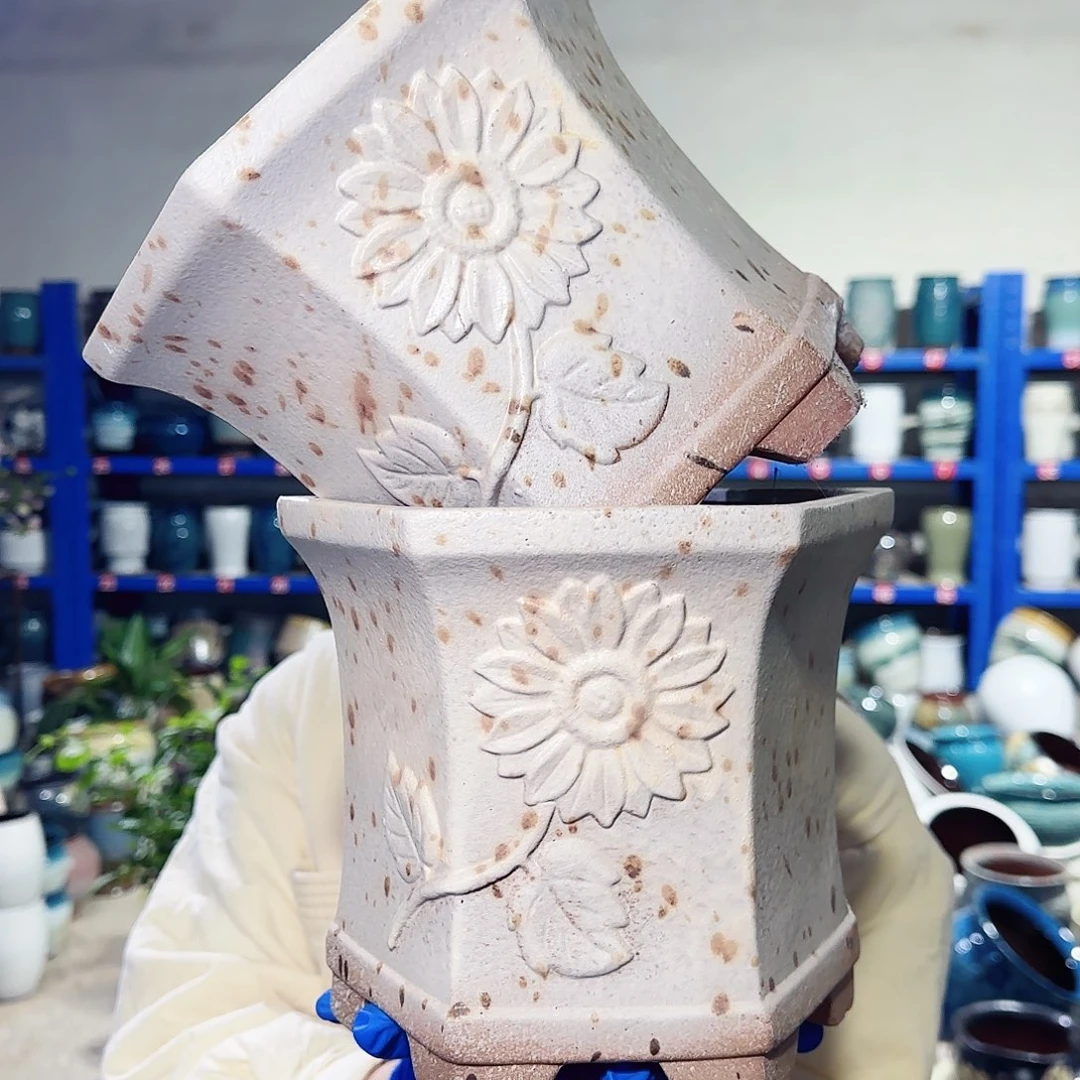 紫砂花盆高17口20