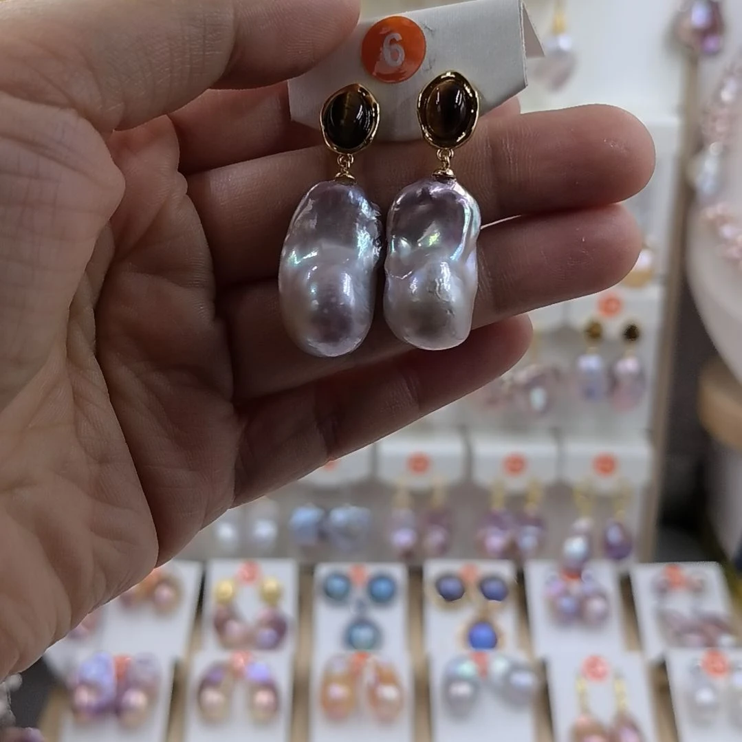 银S925镶嵌淡水珍珠耳饰梵****）