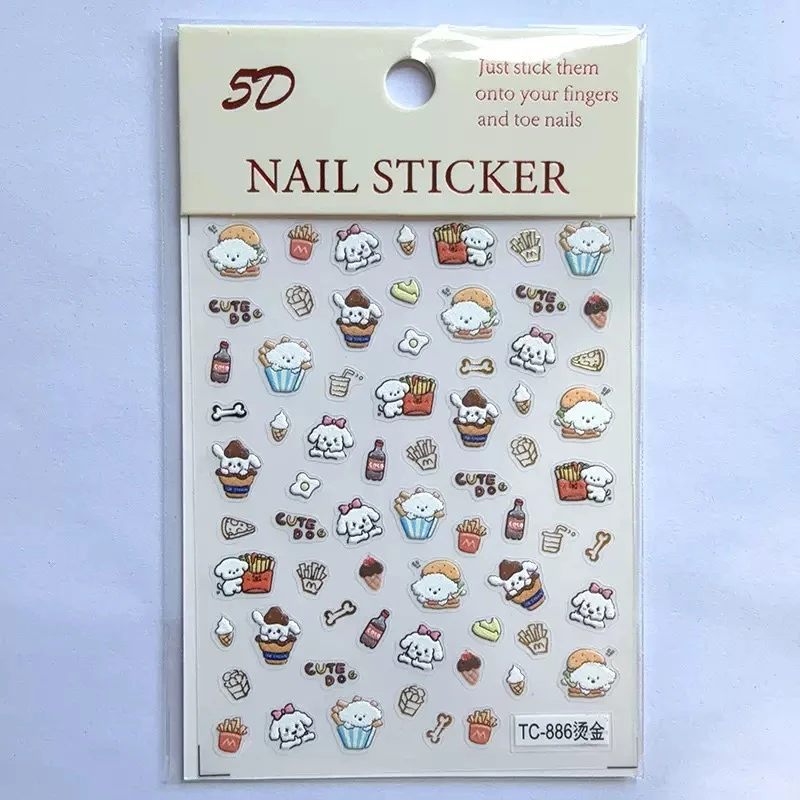 （黄卡700编码开始）5d浮雕立体美甲贴纸爱心可爱猫咪图案diy指甲贴