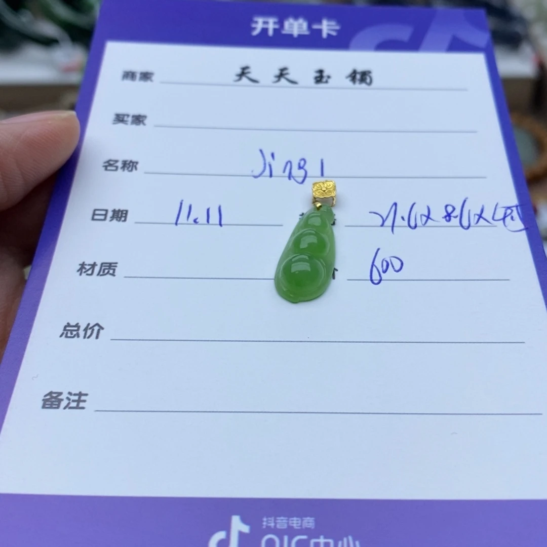 颈饰18K金镶嵌和田玉J***1