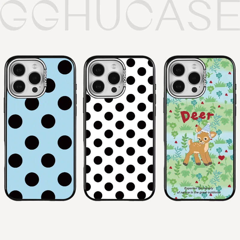 乖乖虎原创套边蓝底波点适用苹果iPhone16promax简约15/14手机壳