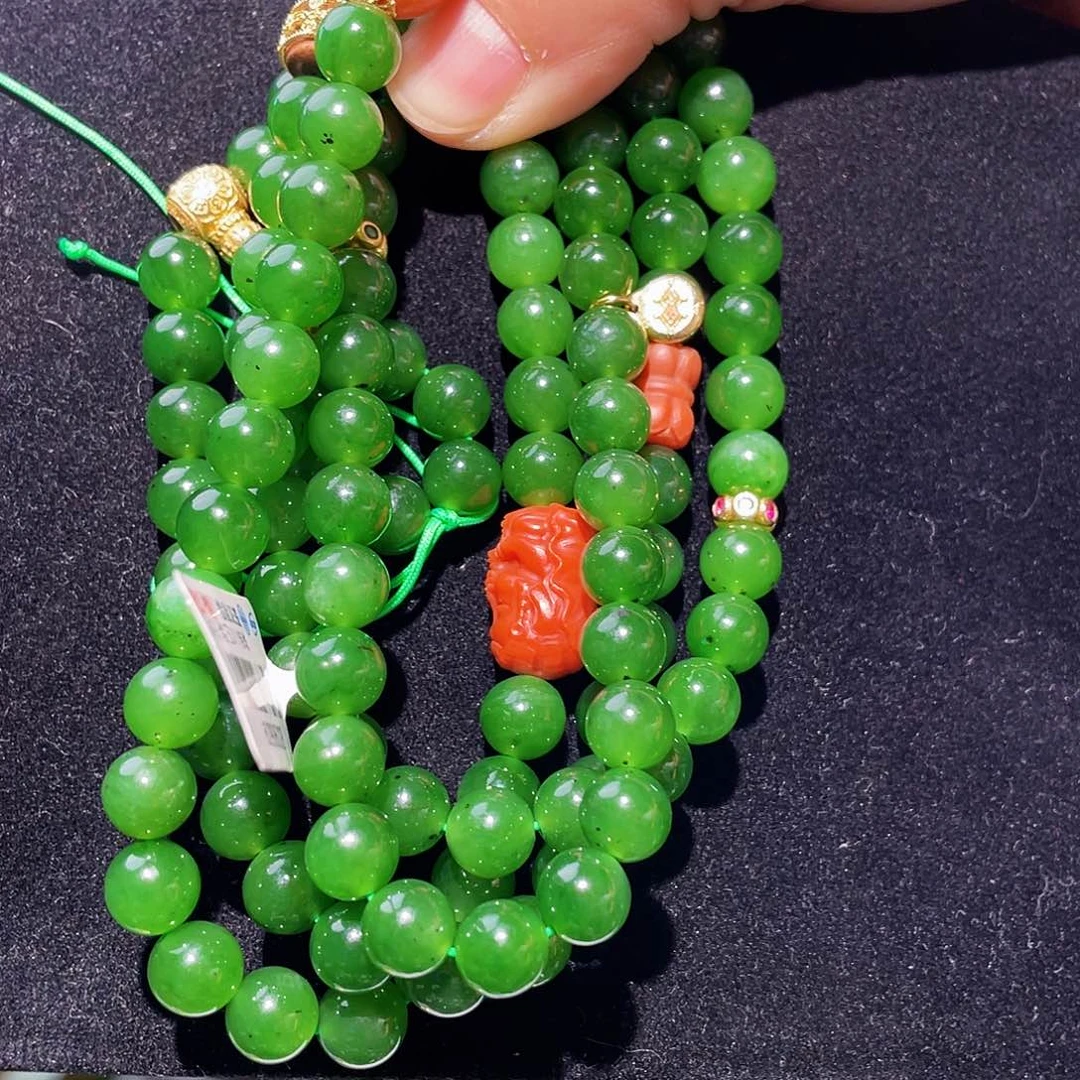 和田玉（碧玉）未镶嵌颈饰碧玉108