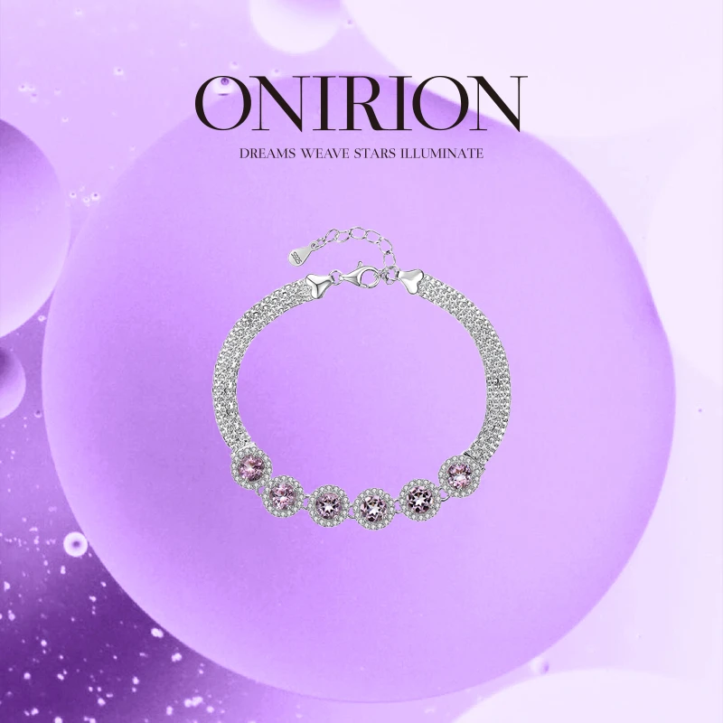 ONIRION欧尼瑞｜六芒星天然紫水晶手链首饰饰品S925银镶嵌珠宝水晶