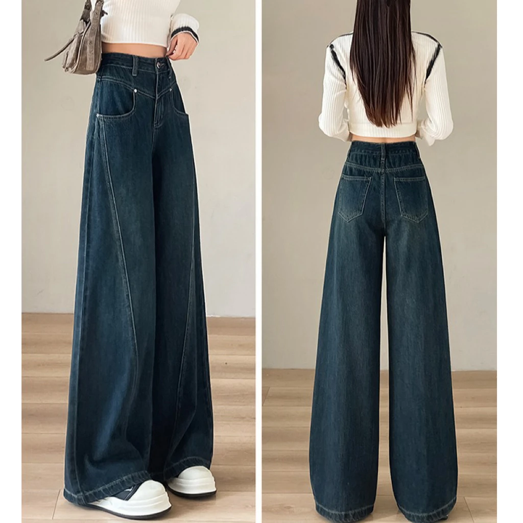 秋冬新款2025高腰牛仔裤显高显瘦阔腿裤百搭女时尚垂感洋气