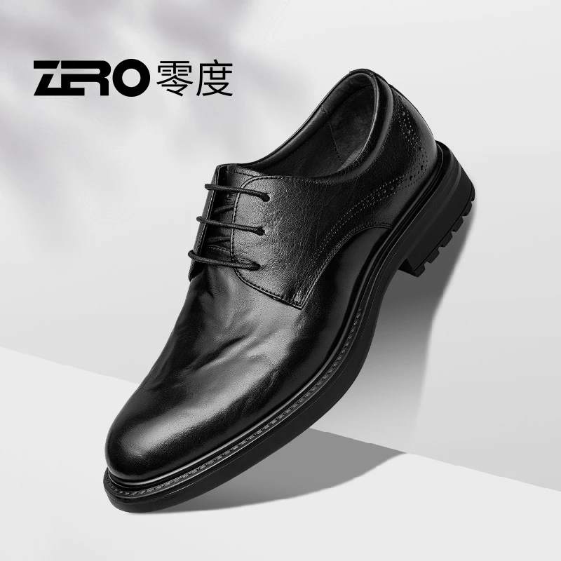 零度男鞋秋季新款皮鞋商务正装鞋内增高休闲皮鞋结婚新郎鞋男德比