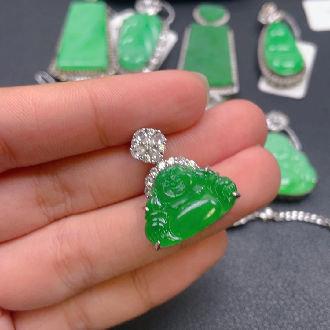 翡翠银S925镶嵌吊坠(不含链)