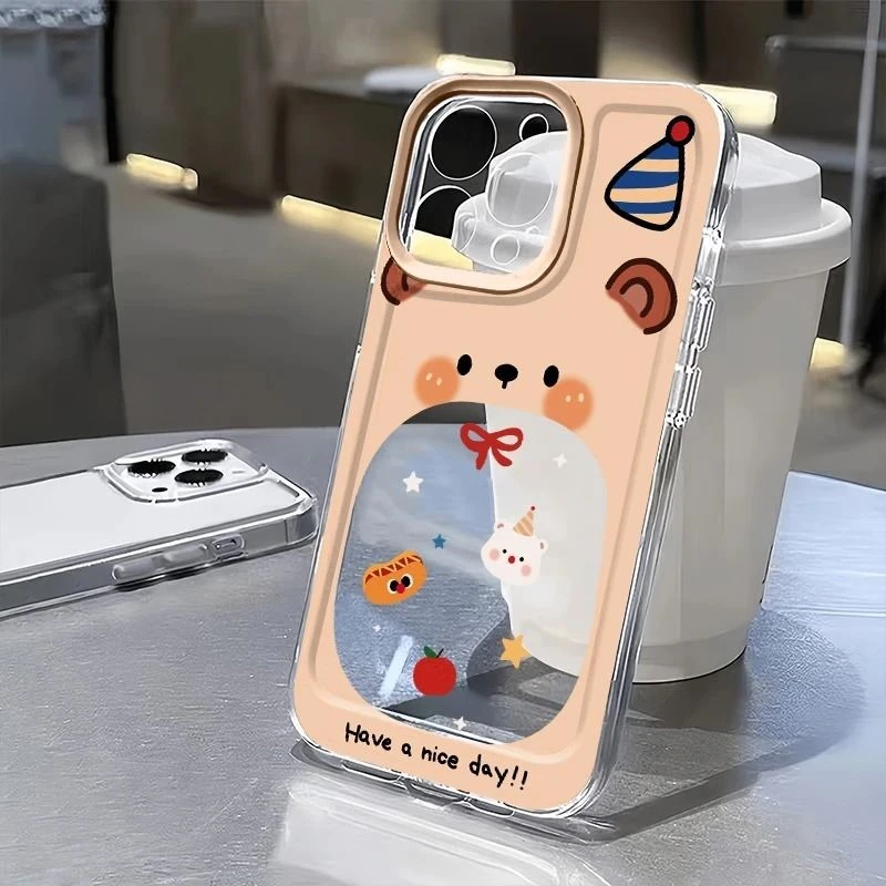大嘴小熊适用苹果16PROMAX手机壳iPhone15透明14可爱13软壳12全包