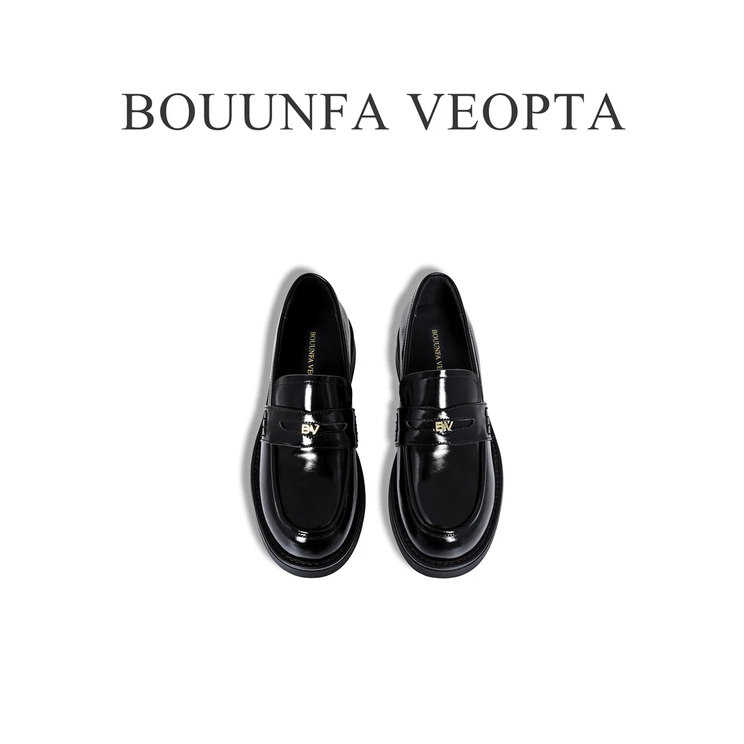BOUUNFA VEOPTA【芯片】新款金标bv乐福鞋软牛皮百搭真皮女鞋